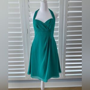 Alfred Angelo Emerald Green Halter Formal Dress Bridesmaid Size 6